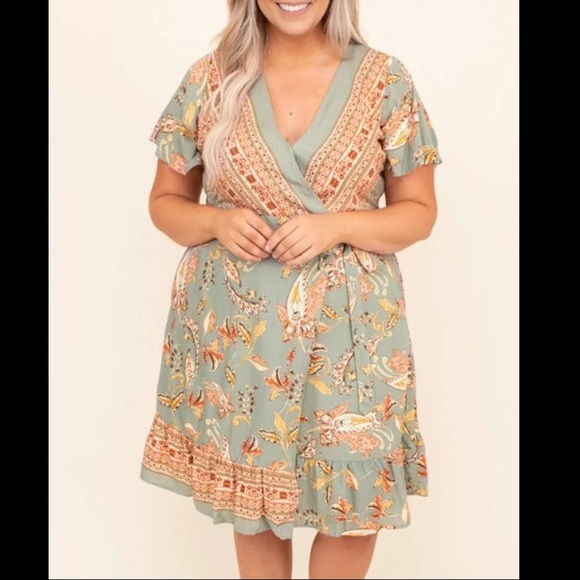 ❌SOLD❌ Chic Soul Sage Dress 3X NEW never worn - Picture 4 of 5